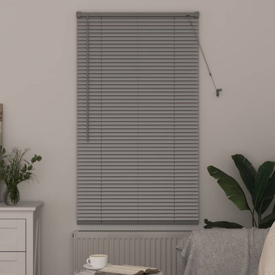 Raam Blind met gordijnen Zilver 80 x 130 cm Aluminium