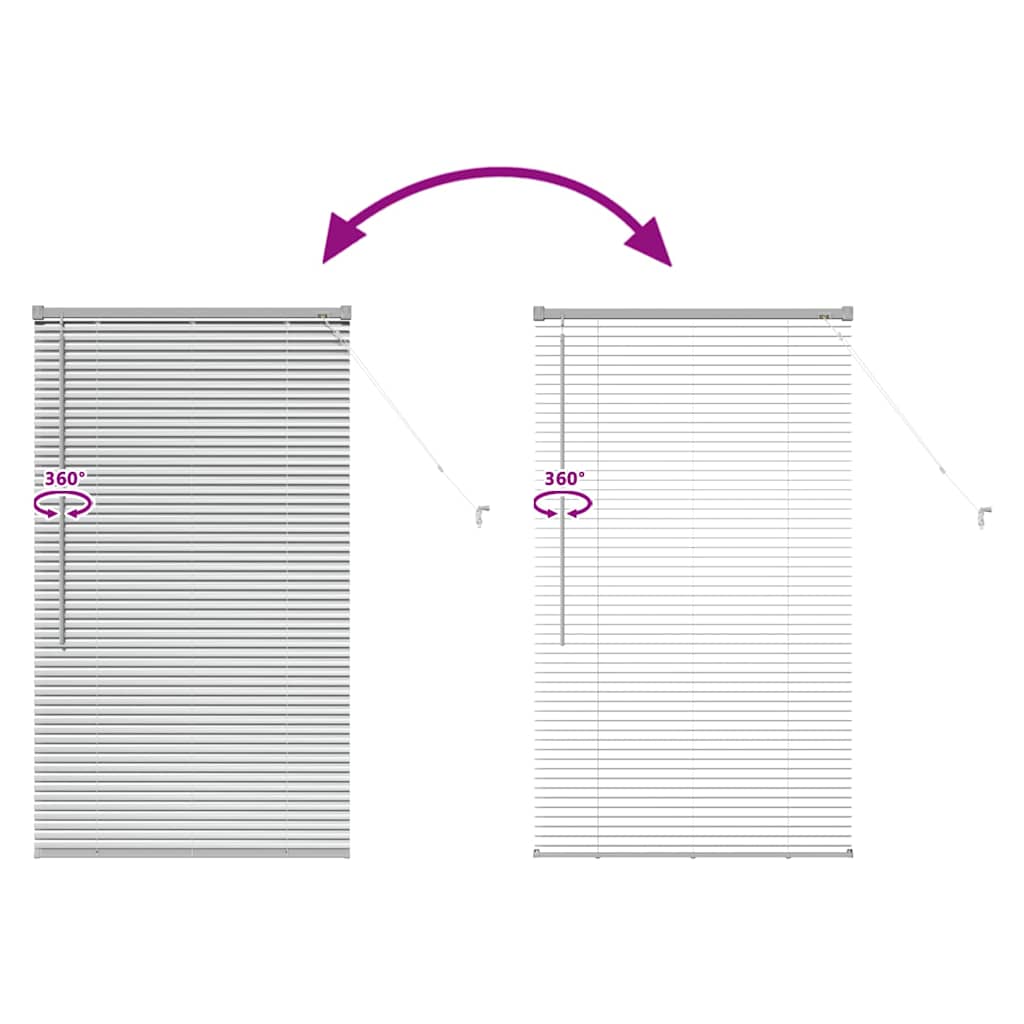 Raam Blind met gordijnen Zilver 80 x 130 cm Aluminium