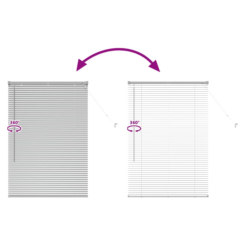 Raam Blind met gordijnen Zilver 80 x 130 cm Aluminium
