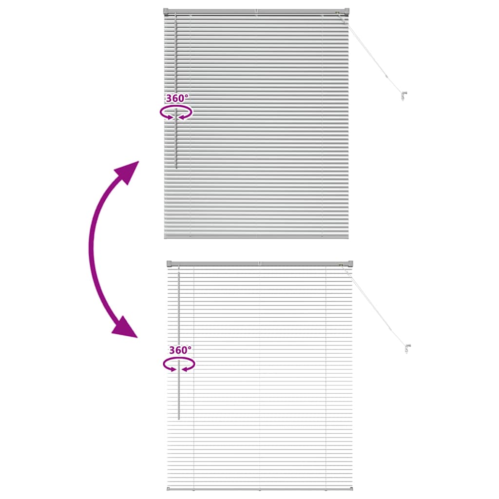 Raam Blind met gordijnen Zilver 105 x 130 cm Aluminium