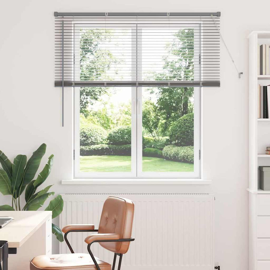 Raam Blind met gordijnen Zilver 80 x 130 cm Aluminium