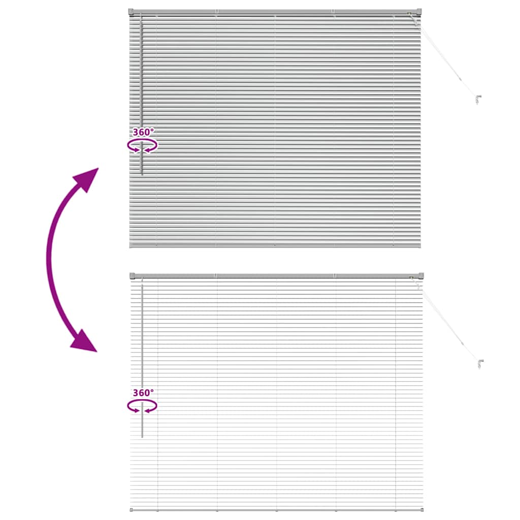 Raam Blind met gordijnen Zilver 80 x 130 cm Aluminium