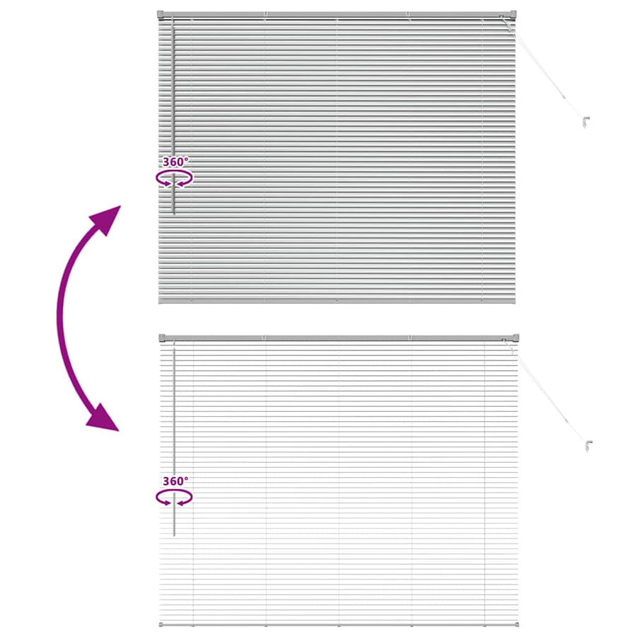 Raam Blind met gordijnen Zilver 80 x 130 cm Aluminium