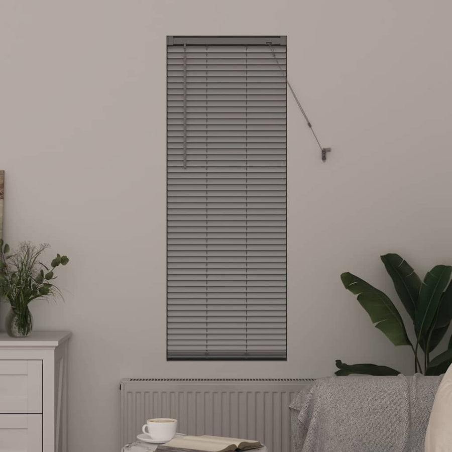 Raam Blind met gordijnen Zilver 80 x 130 cm Aluminium