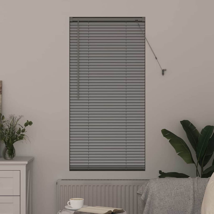 Raam Blind met gordijnen Zilver 80 x 130 cm Aluminium