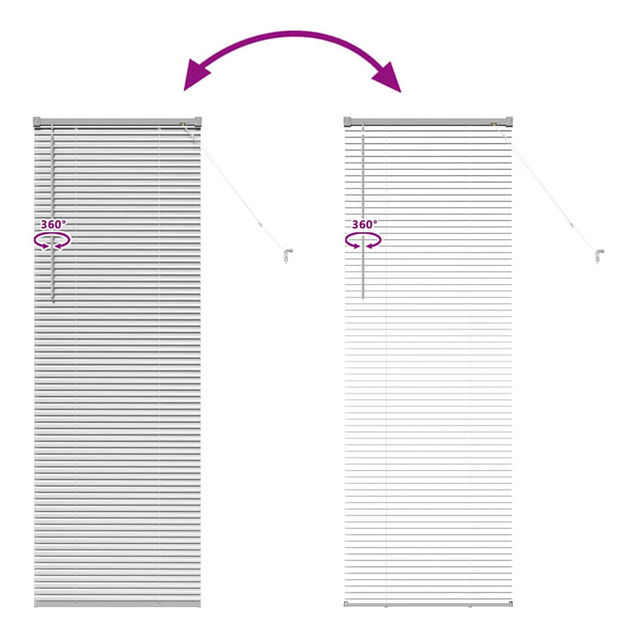 Raam Blind met gordijnen Zilver 80 x 130 cm Aluminium