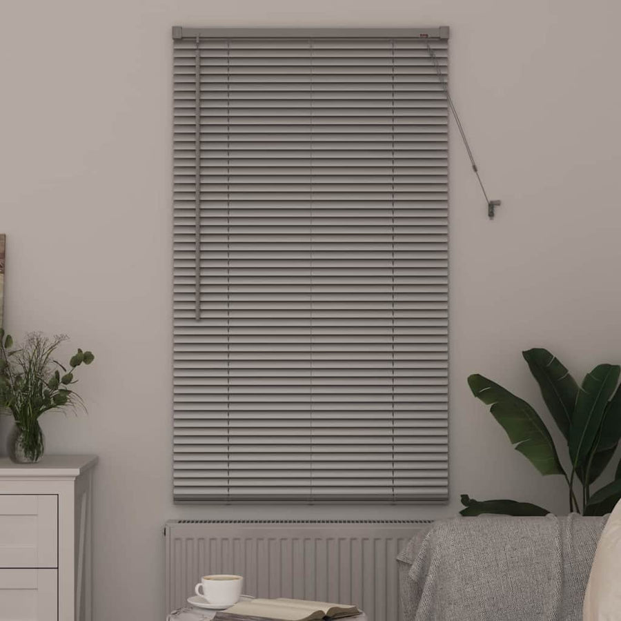 Raam Blind met gordijnen Zilver 80 x 130 cm Aluminium