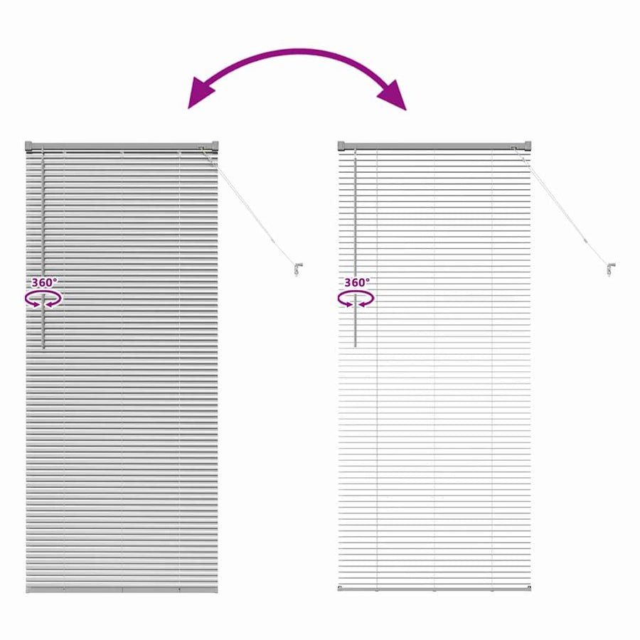 Raam Blind met gordijnen Zilver 80 x 175 cm Aluminium