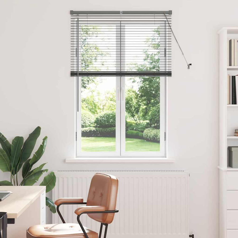 Raam Blind met gordijnen Anders Donkergrijs 80 x 130 cm Aluminium