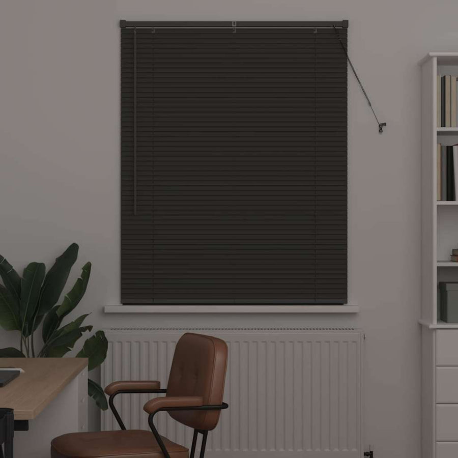 Raam Blind met gordijnen Anders Donkergrijs 100 x 130 cm Aluminium