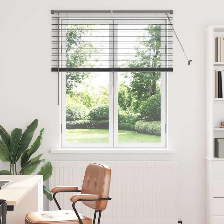 Raam Blind met gordijnen Anders Donkergrijs 80 x 130 cm Aluminium