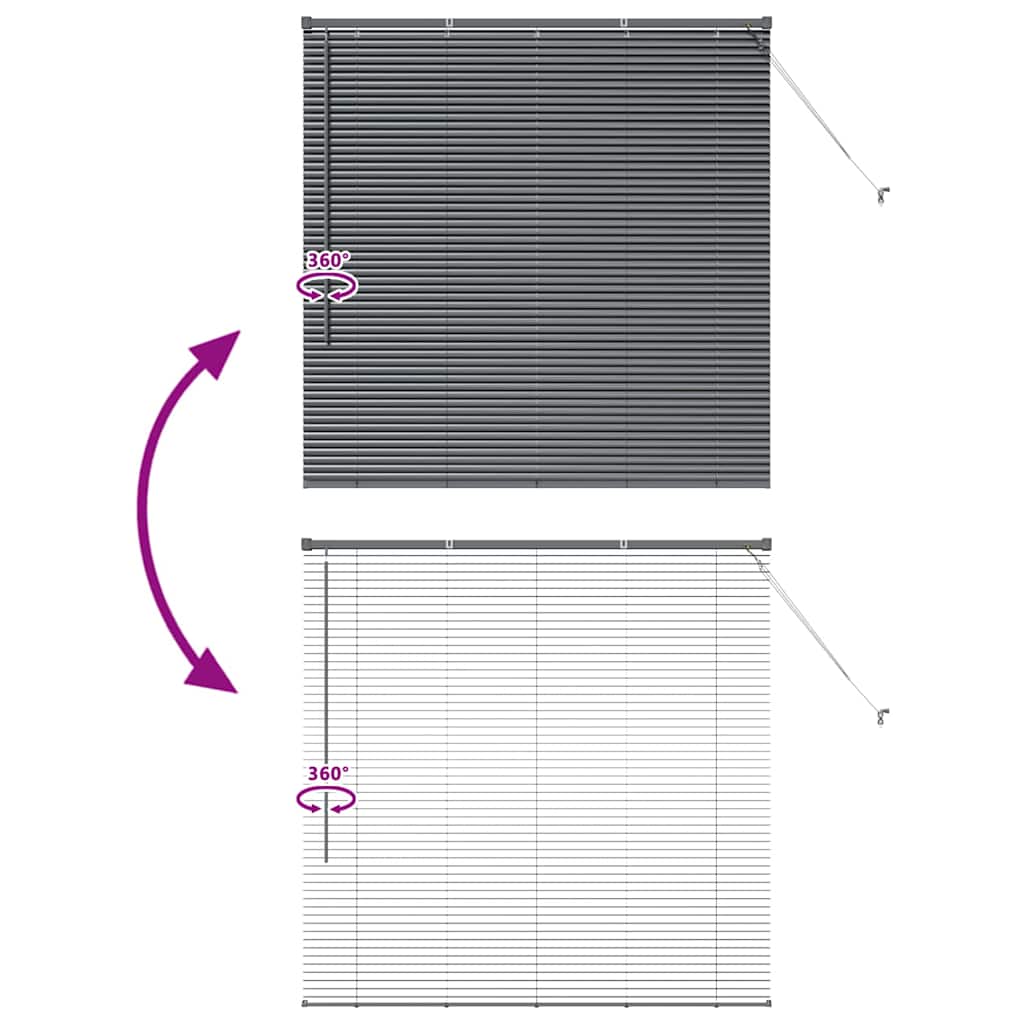 Raam Blind met gordijnen Anders Donkergrijs 130 x 130 cm Aluminium