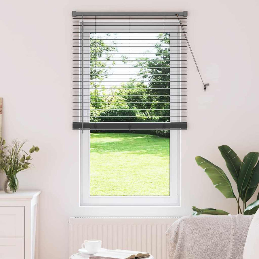 Raam Blind met gordijnen Anders Donkergrijs 80 x 130 cm Aluminium