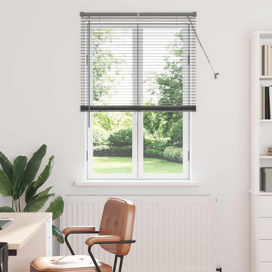 Raam Blind met gordijnen Anders Donkergrijs 80 x 130 cm Aluminium