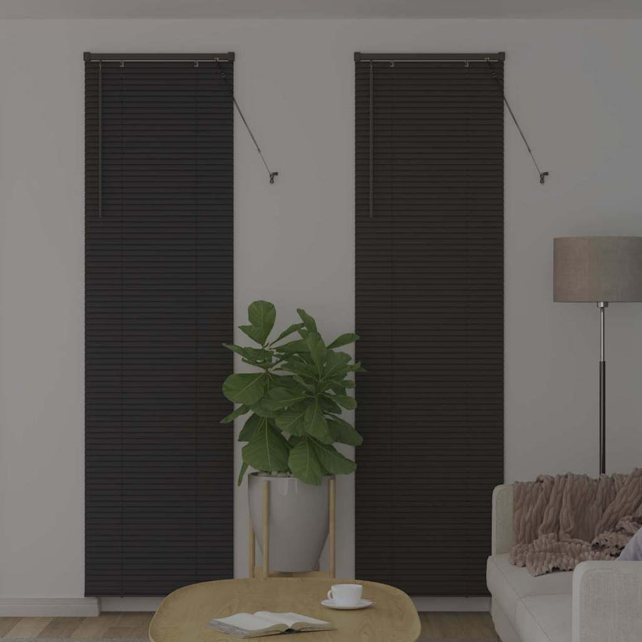 Raam Blind met gordijnen Anders Donkergrijs 80 x 130 cm Aluminium