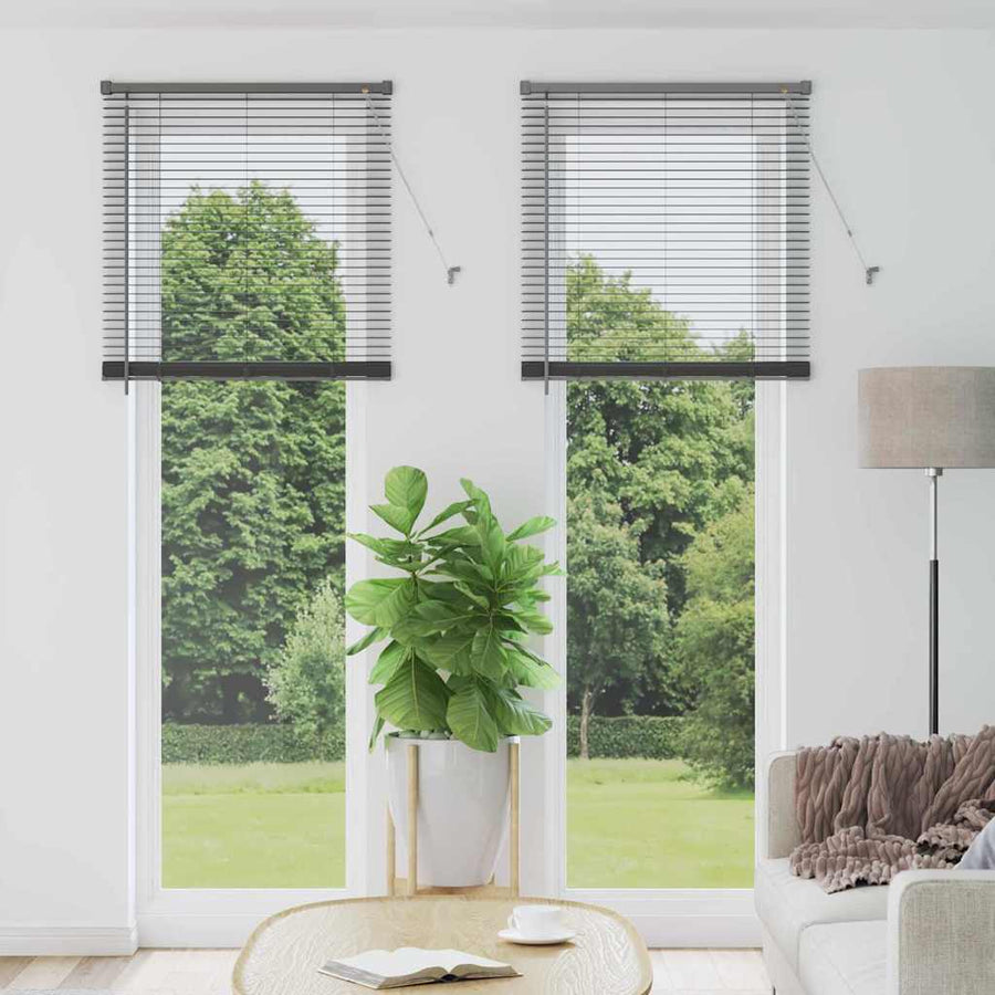 Raam Blind met gordijnen Anders Donkergrijs 80 x 130 cm Aluminium