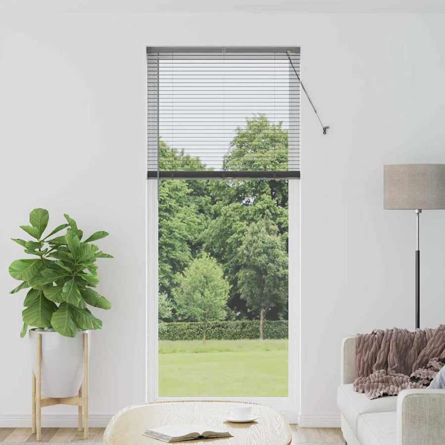 Raam Blind met gordijnen Anders Donkergrijs 80 x 130 cm Aluminium