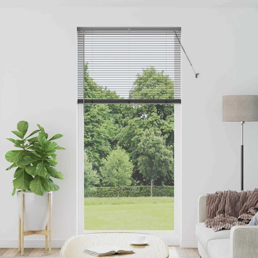 Raam Blind met gordijnen Anders Donkergrijs 80 x 130 cm Aluminium
