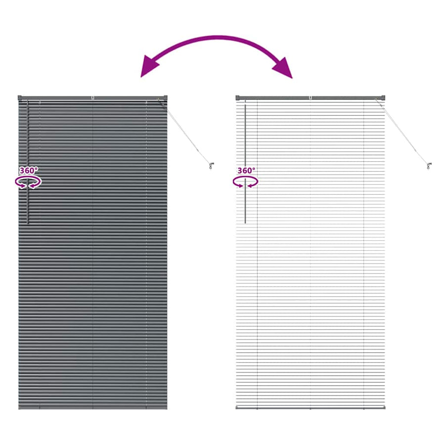 Raam Blind met gordijnen Anders Donkergrijs 80 x 130 cm Aluminium