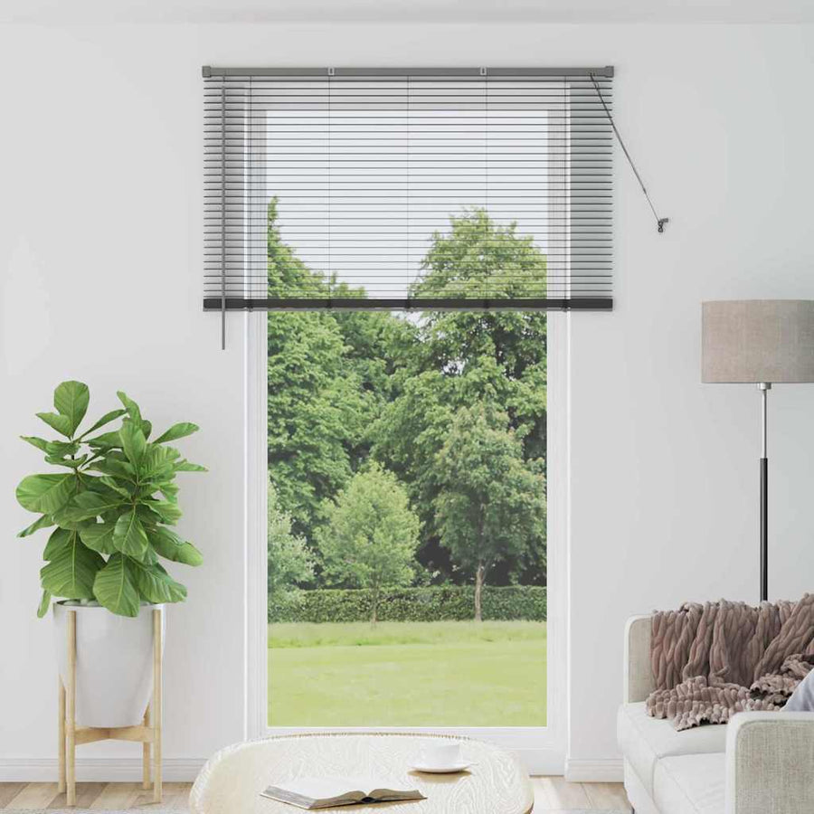 Raam Blind met gordijnen Anders Donkergrijs 80 x 130 cm Aluminium
