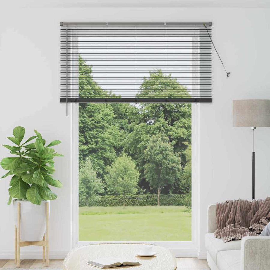 Raam Blind met gordijnen Anders Donkergrijs 80 x 130 cm Aluminium