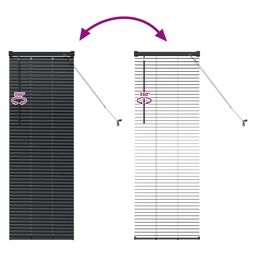 Raam Blind met gordijnen Anders Zwart 80 x 130 cm Aluminium