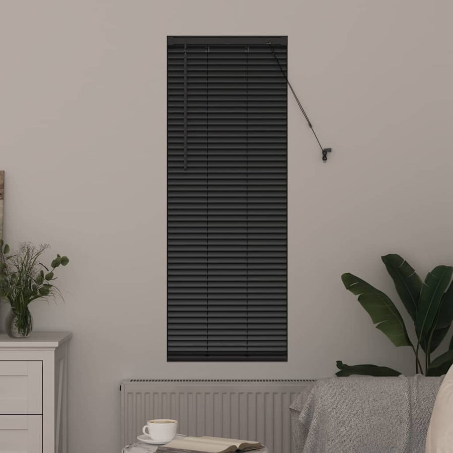 Raam Blind met gordijnen Anders Zwart 80 x 130 cm Aluminium
