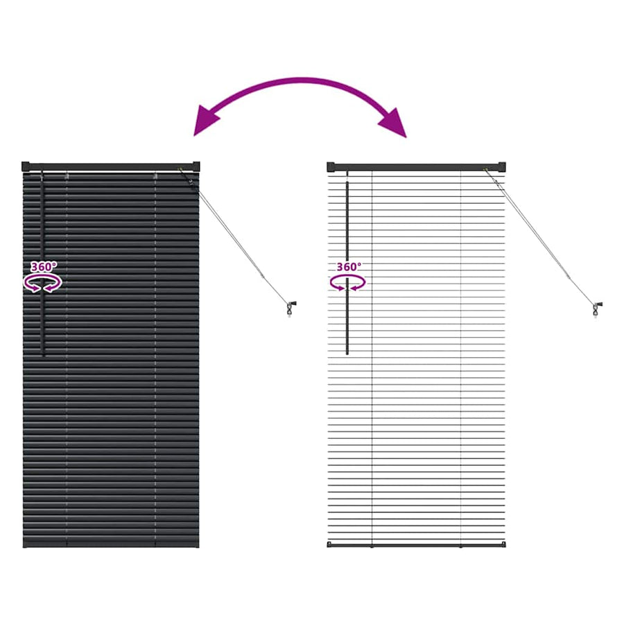 Raam Blind met gordijnen Anders Zwart 60 x 130 cm Aluminium