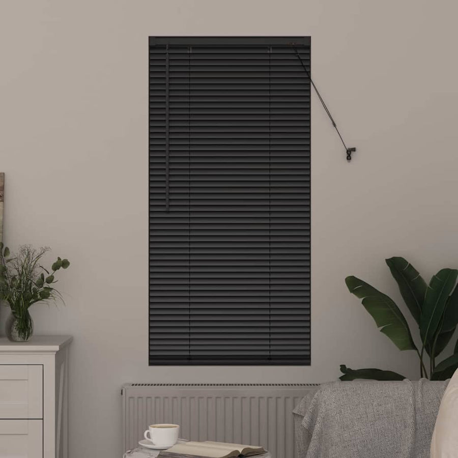 Raam Blind met gordijnen Anders Zwart 80 x 130 cm Aluminium