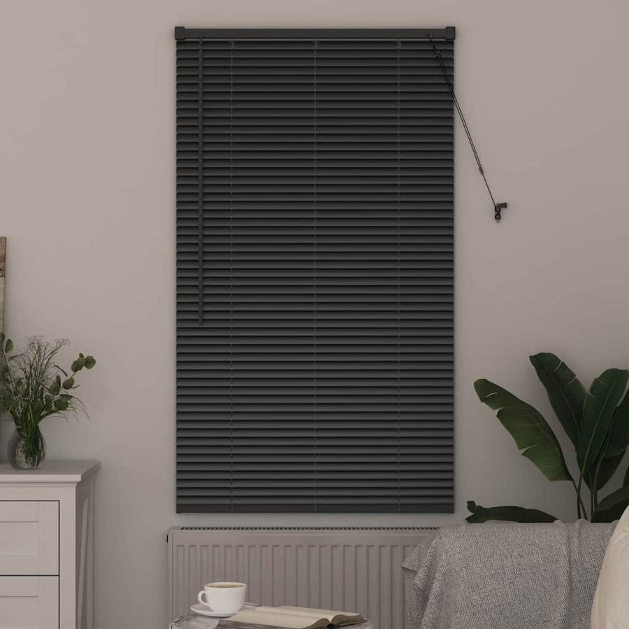 Raam Blind met gordijnen Anders Zwart 80 x 130 cm Aluminium