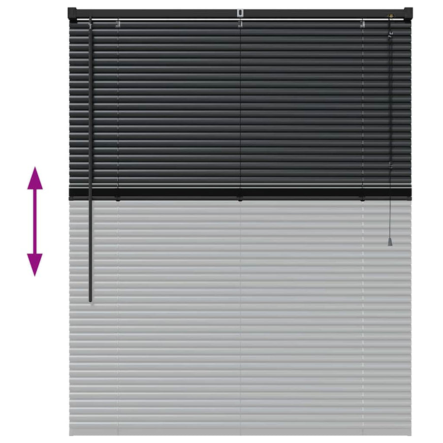 Raam Blind met gordijnen Anders Zwart 100 x 130 cm Aluminium