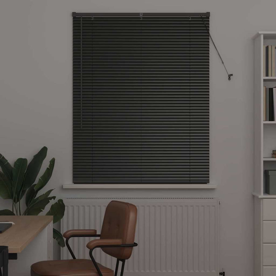 Raam Blind met gordijnen Anders Zwart 105 x 130 cm Aluminium