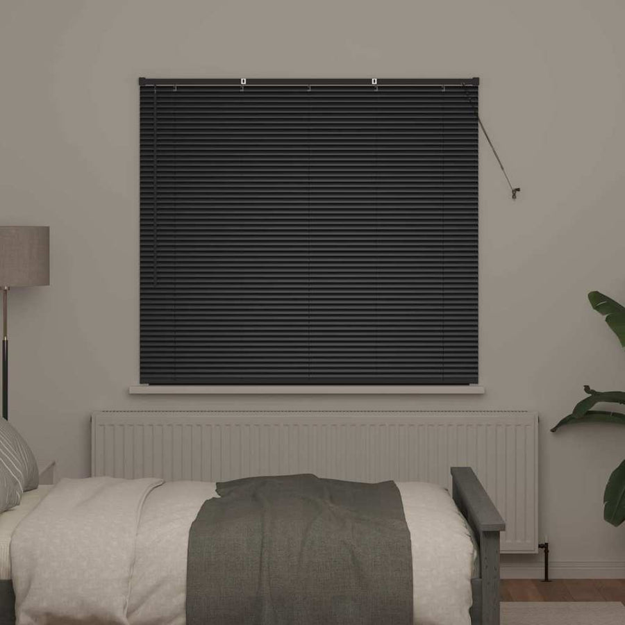Raam Blind met gordijnen Anders Zwart 80 x 130 cm Aluminium