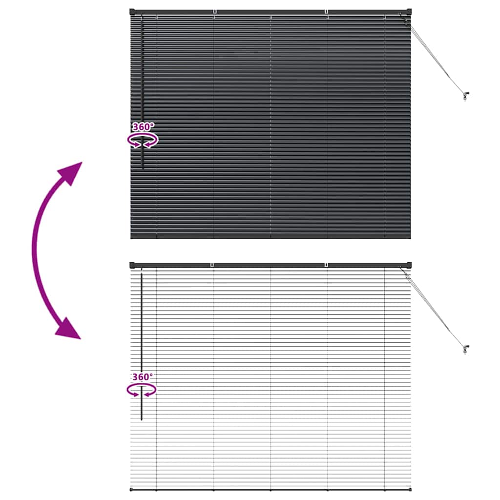 Raam Blind met gordijnen Anders Zwart 80 x 130 cm Aluminium