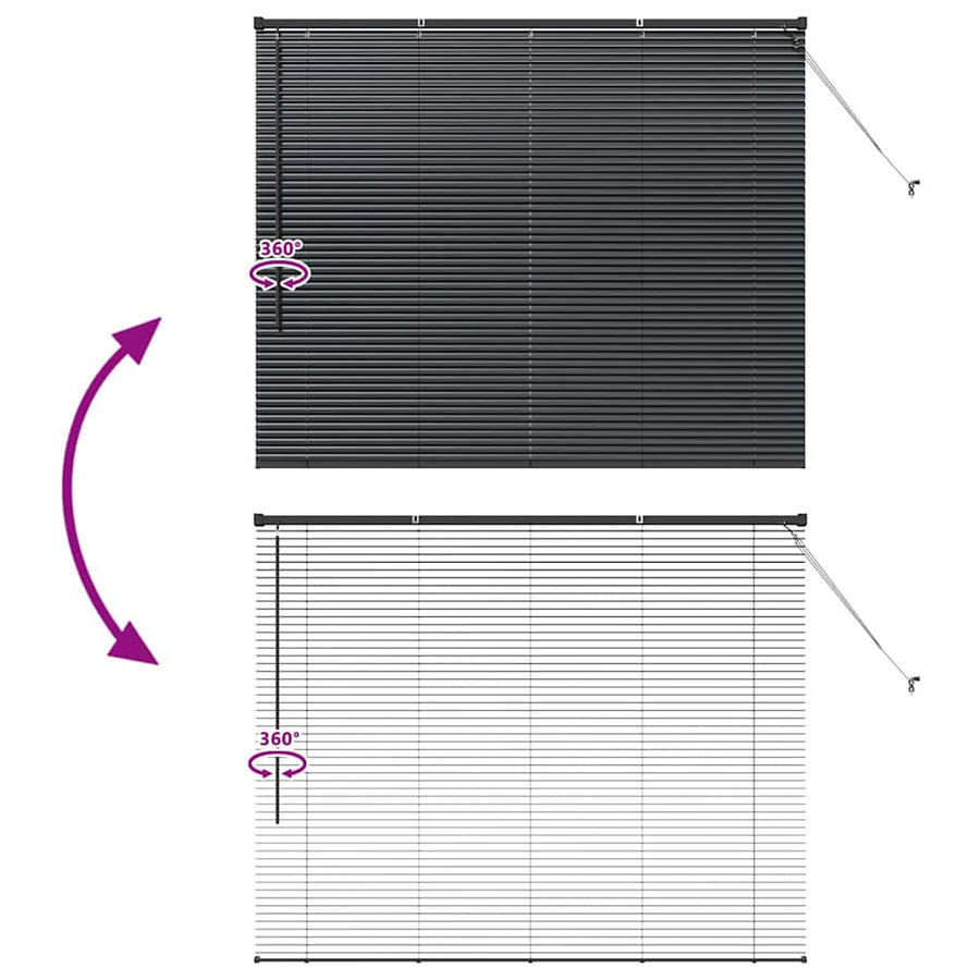 Raam Blind met gordijnen Anders Zwart 80 x 130 cm Aluminium