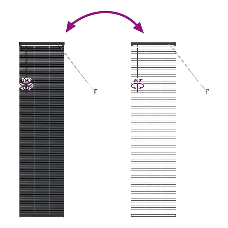 Raam Blind met gordijnen Anders Zwart 80 x 130 cm Aluminium