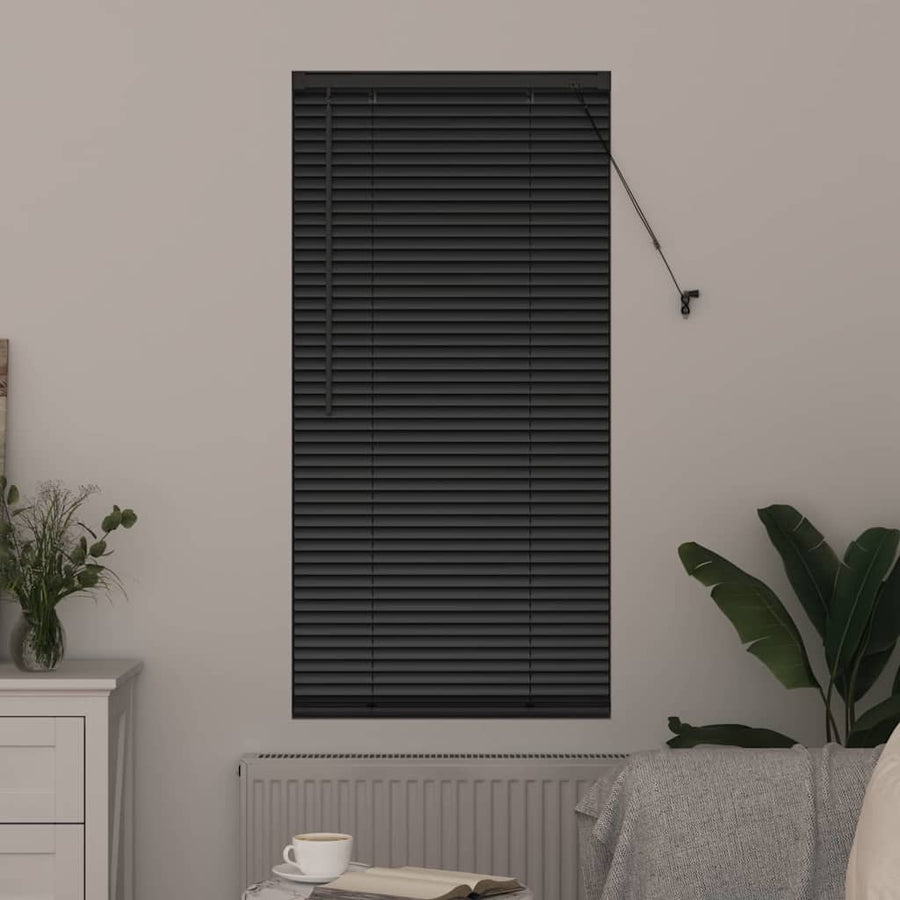 Raam Blind met gordijnen Anders Zwart 80 x 130 cm Aluminium