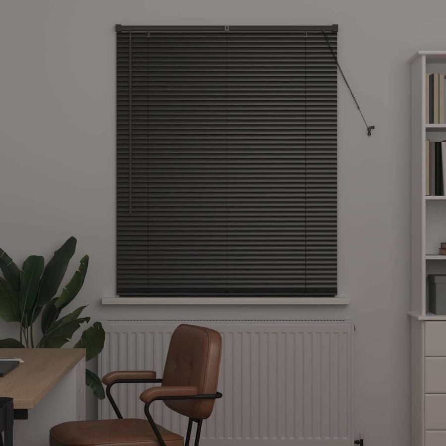Raam Blind met gordijnen Anders Zwart 105 x 175 cm Aluminium