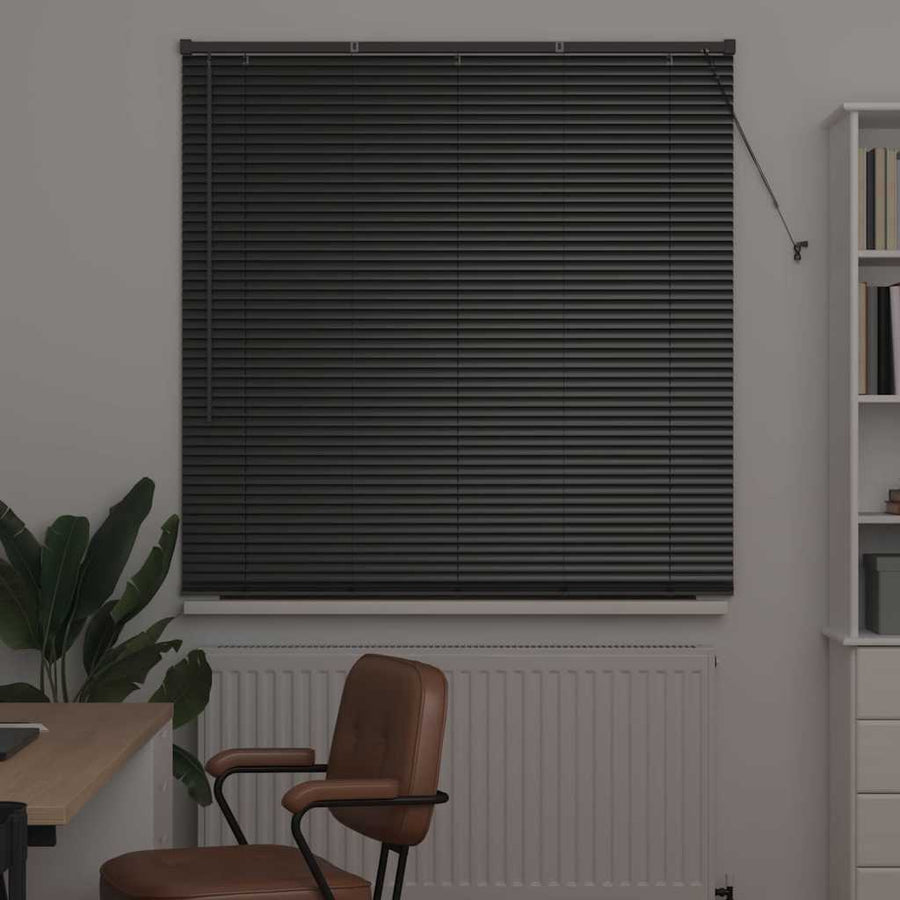 Raam Blind met gordijnen Anders Zwart 125 x 175 cm Aluminium