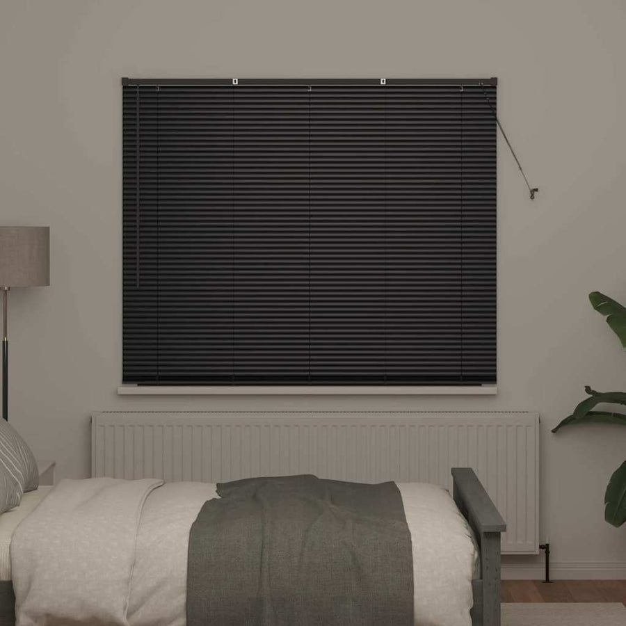 Raam Blind met gordijnen Anders Zwart 80 x 130 cm Aluminium
