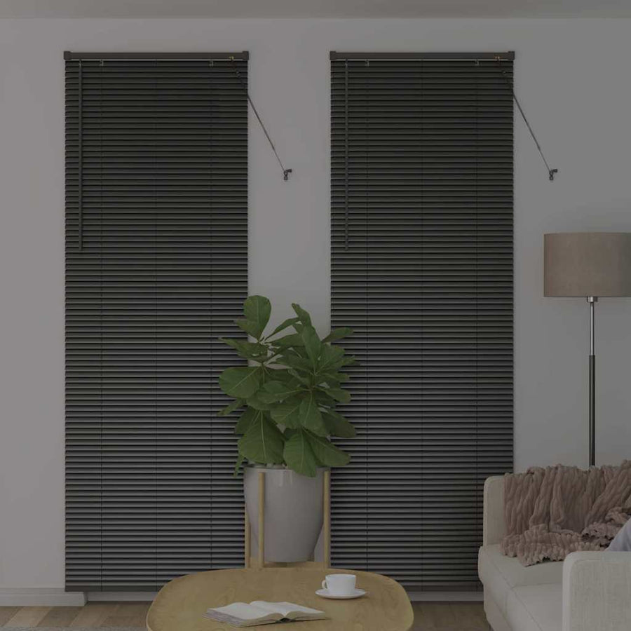Raam Blind met gordijnen Anders Zwart 80 x 130 cm Aluminium