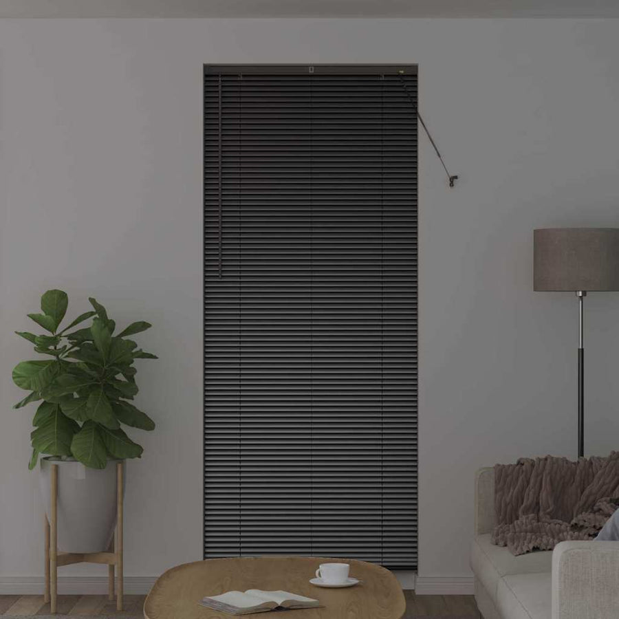 Raam Blind met gordijnen Anders Zwart 80 x 130 cm Aluminium