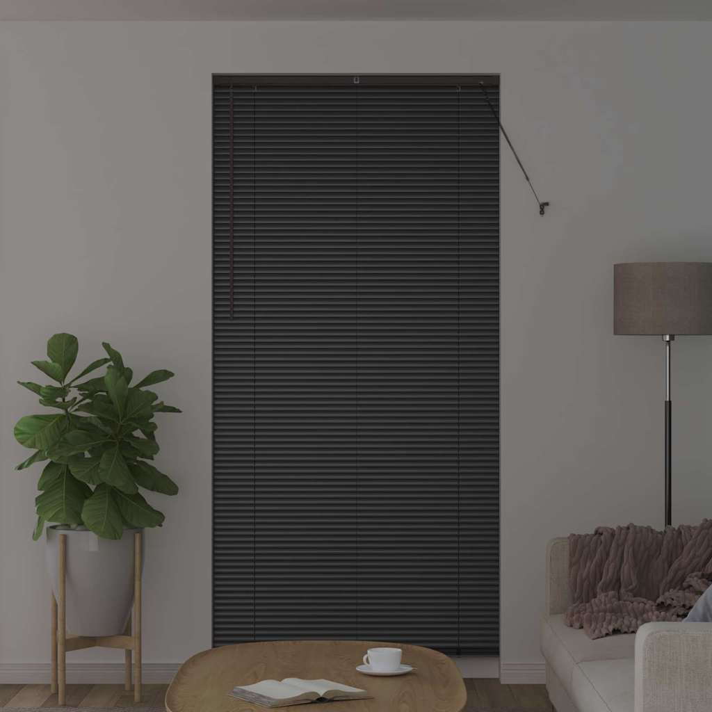 Raam Blind met gordijnen Anders Zwart 80 x 130 cm Aluminium