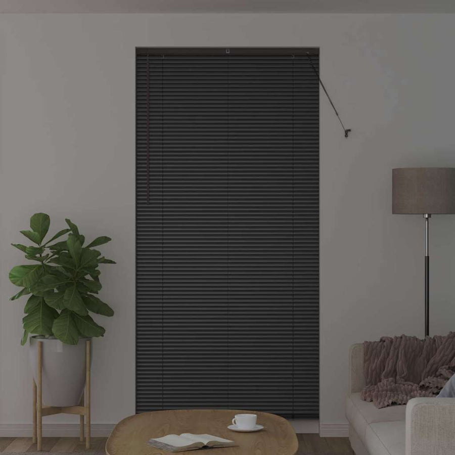 Raam Blind met gordijnen Anders Zwart 80 x 130 cm Aluminium