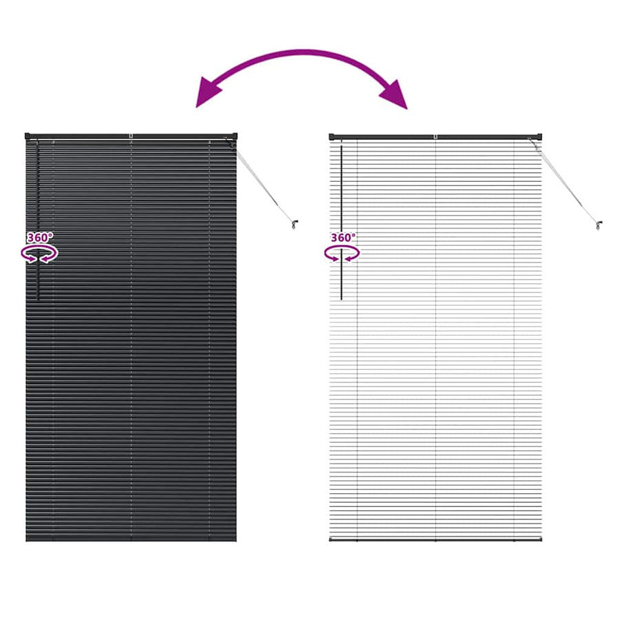 Raam Blind met gordijnen Anders Zwart 110 x 220 cm Aluminium