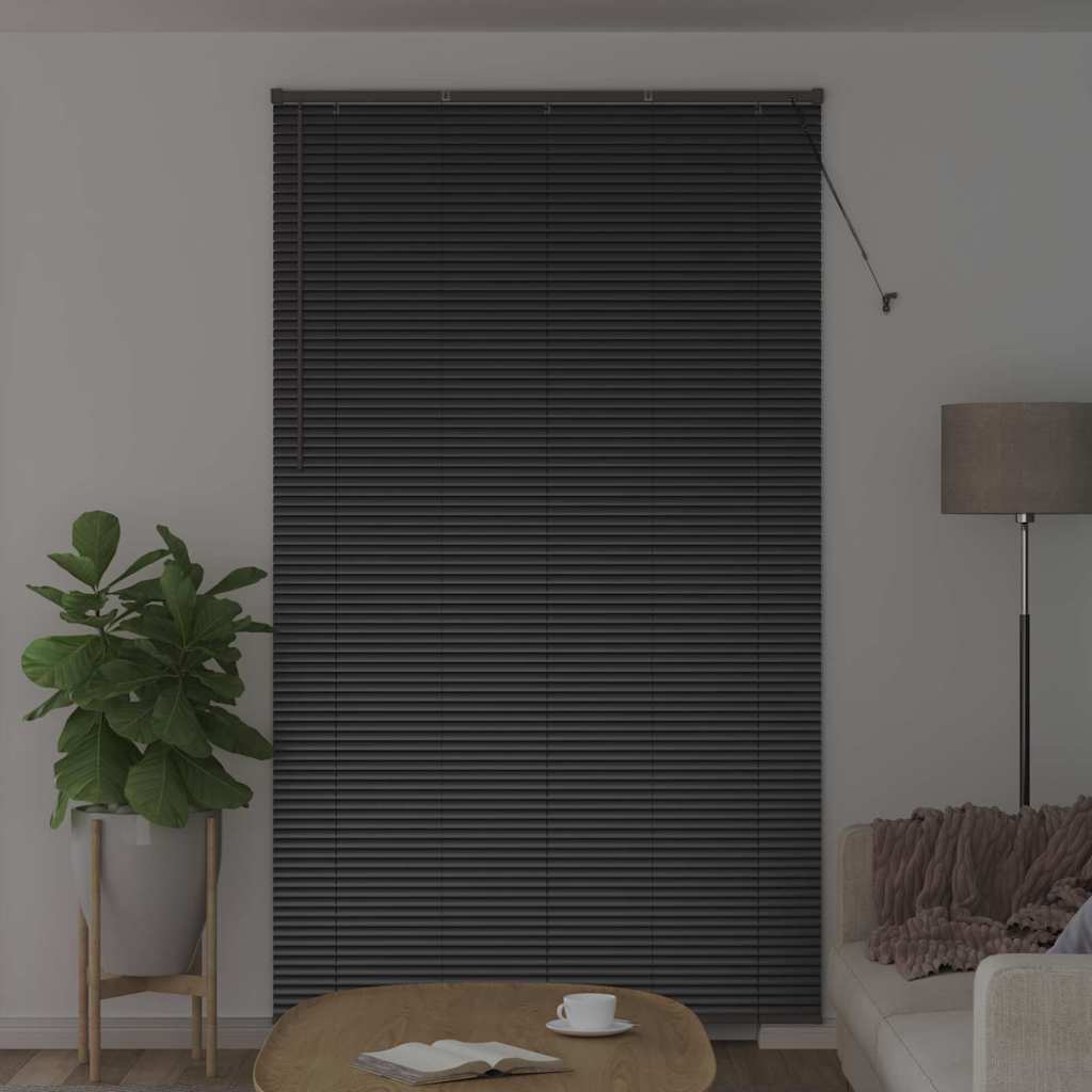 Raam Blind met gordijnen Anders Zwart 80 x 130 cm Aluminium