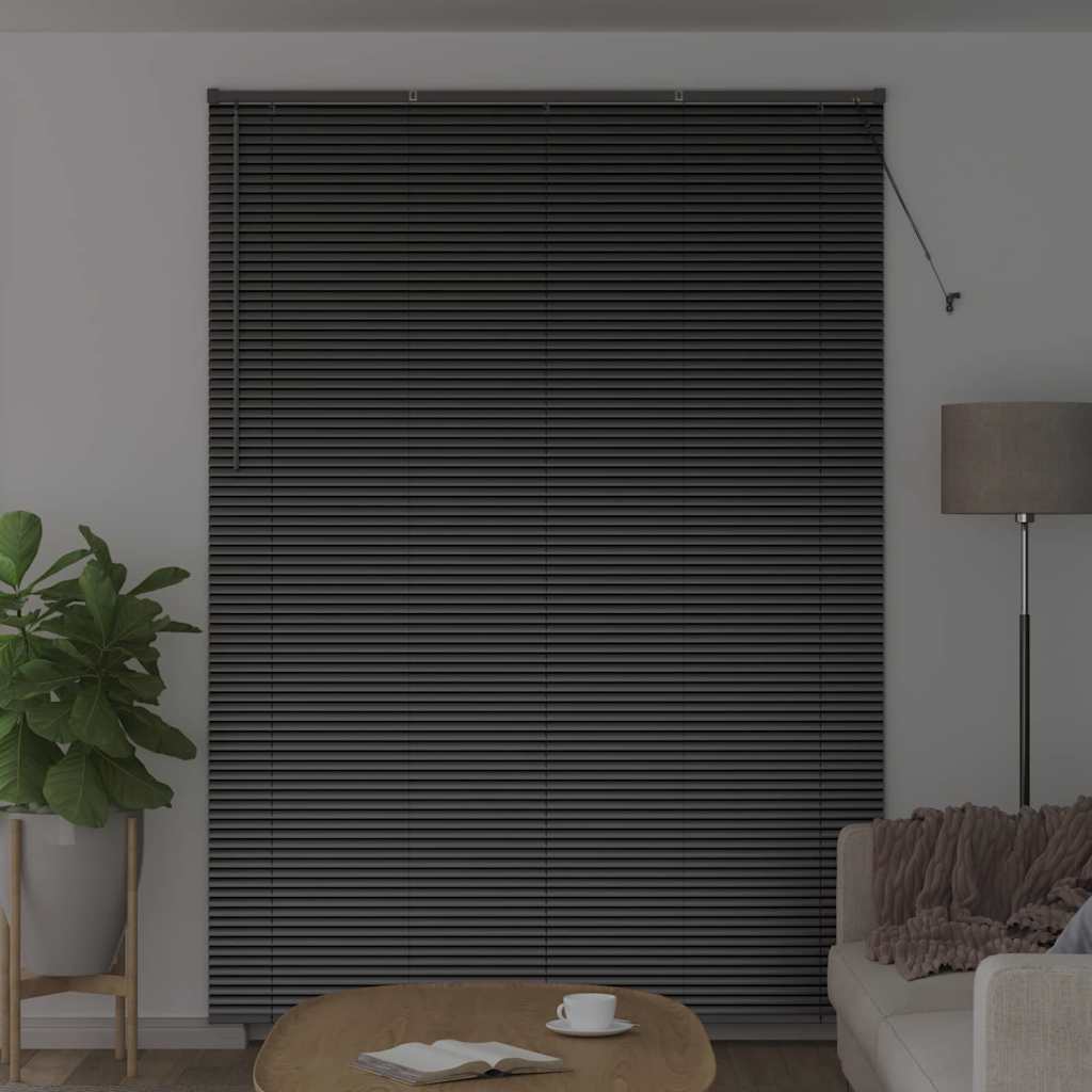 Raam Blind met gordijnen Anders Zwart 155 x 220 cm Aluminium
