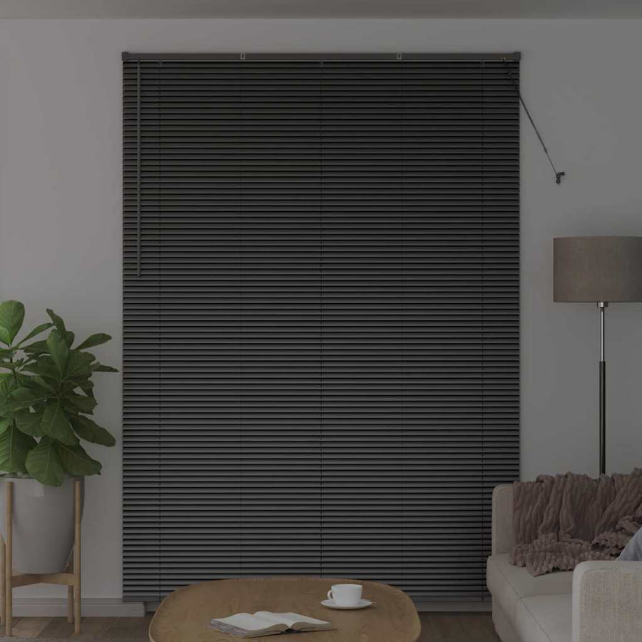 Raam Blind met gordijnen Anders Zwart 155 x 220 cm Aluminium