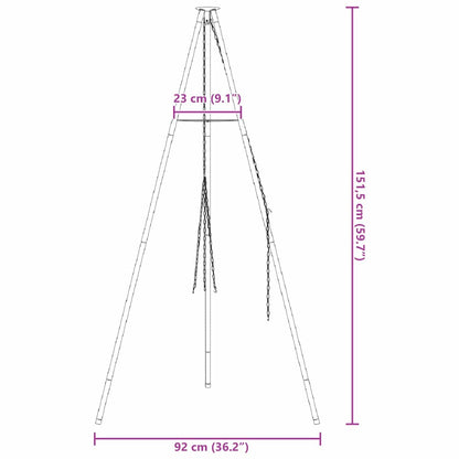 Kampvuur tripod Zwart 92 x 92 x 151,5 cm Staal