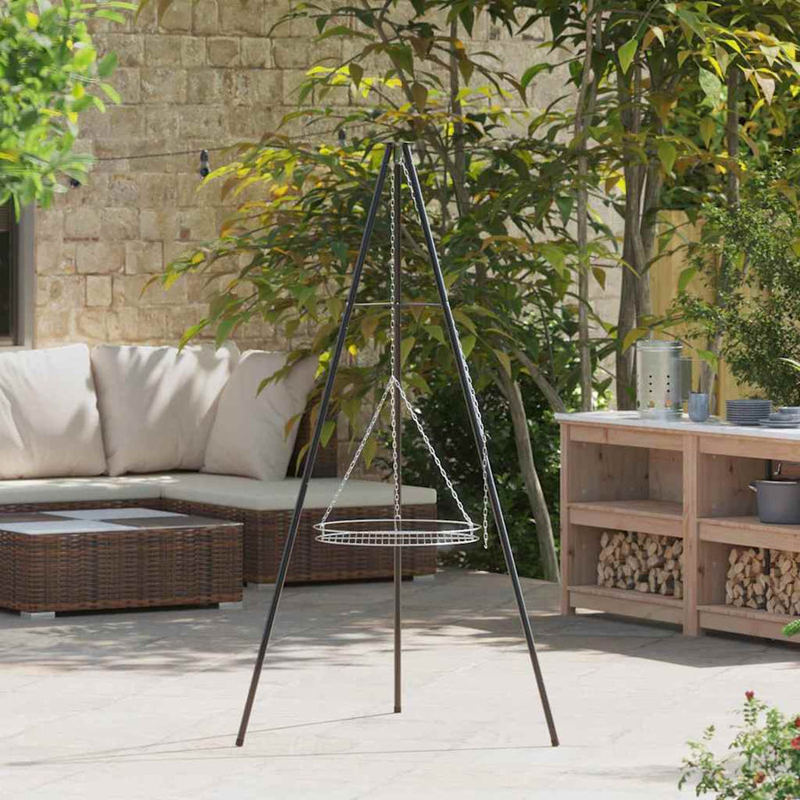 Kampvuur tripod 2 pcs Zwart Staal